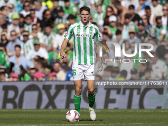 Sergi Altimira of Real Betis runs with the ball during the La Liga EA Sport match between Real Betis and RC Celta de Vigo at Benito Villamar...