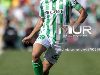 Pablo Fornals of Real Betis runs with the ball during the La Liga EA Sport match between Real Betis and RC Celta de Vigo at Benito Villamari...