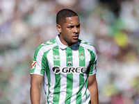 Vitor Roque of Real Betis reacts to a missed opportunity during the La Liga EA Sport match between Real Betis and RC Celta de Vigo at Benito...