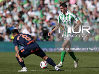 Sergi Altimira of Real Betis passes the ball during the La Liga EA Sport match between Real Betis and RC Celta de Vigo at Benito Villamarin...