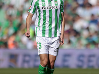 Diego Llorente of Real Betis runs with the ball during the La Liga EA Sport match between Real Betis and RC Celta de Vigo at Benito Villamar...