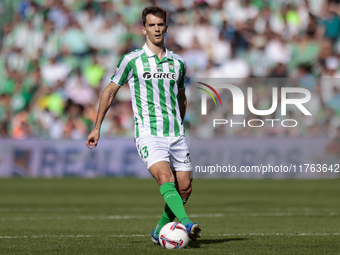 Diego Llorente of Real Betis controls the ball during the La Liga EA Sport match between Real Betis and RC Celta de Vigo at Benito Villamari...