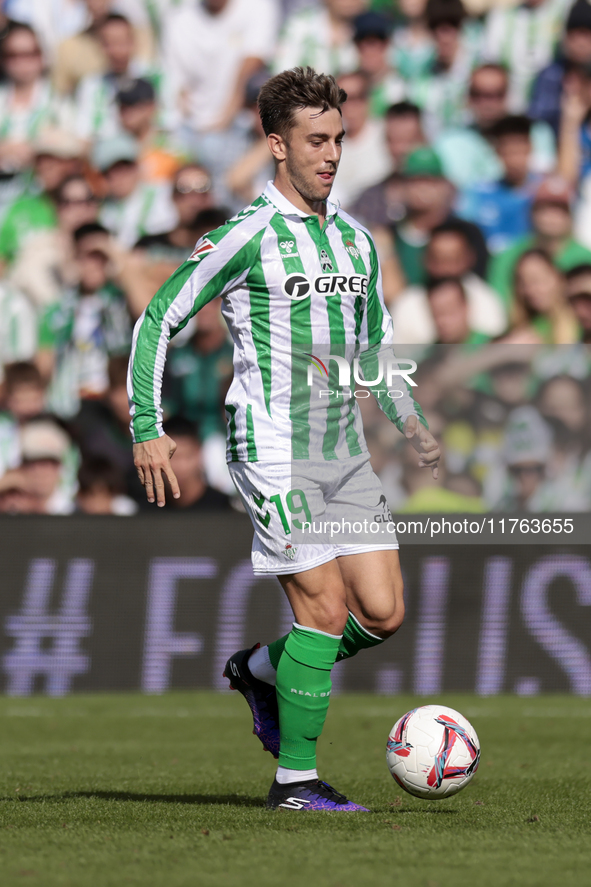 Iker Losada of Real Betis runs with the ball during the La Liga EA Sport match between Real Betis and RC Celta de Vigo at Benito Villamarin...