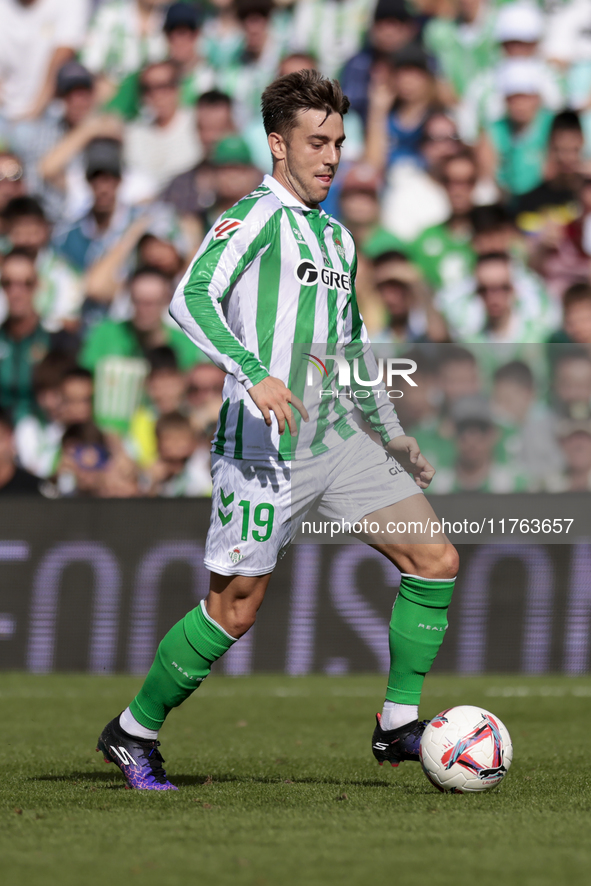 Iker Losada of Real Betis runs with the ball during the La Liga EA Sport match between Real Betis and RC Celta de Vigo at Benito Villamarin...