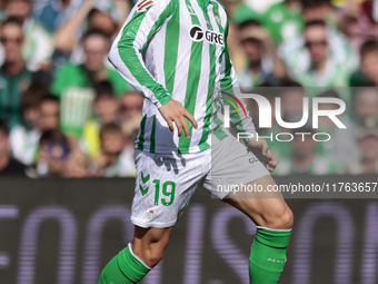 Iker Losada of Real Betis runs with the ball during the La Liga EA Sport match between Real Betis and RC Celta de Vigo at Benito Villamarin...