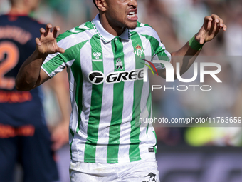 Vitor Roque of Real Betis celebrates a goal during the La Liga EA Sport match between Real Betis and RC Celta de Vigo at Benito Villamarin i...