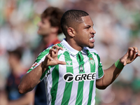 Vitor Roque of Real Betis celebrates a goal during the La Liga EA Sport match between Real Betis and RC Celta de Vigo at Benito Villamarin i...