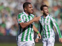 Vitor Roque of Real Betis celebrates a goal during the La Liga EA Sport match between Real Betis and RC Celta de Vigo at Benito Villamarin i...