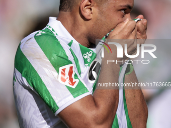 Vitor Roque of Real Betis celebrates a goal during the La Liga EA Sport match between Real Betis and RC Celta de Vigo at Benito Villamarin i...