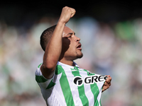 Vitor Roque of Real Betis celebrates a goal during the La Liga EA Sport match between Real Betis and RC Celta de Vigo at Benito Villamarin i...