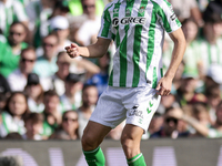 Diego Llorente of Real Betis passes the ball during the La Liga EA Sport match between Real Betis and RC Celta de Vigo at Benito Villamarin...