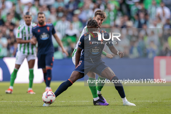 Ilaix Moriba of RC Celta de Vigo controls the ball during the La Liga EA Sport match between Real Betis and RC Celta de Vigo at Benito Villa...