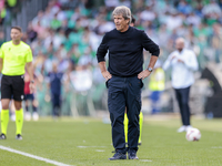 Manuel Pellegrini, head coach of Real Betis, gives instructions during the La Liga EA Sport match between Real Betis and RC Celta de Vigo at...