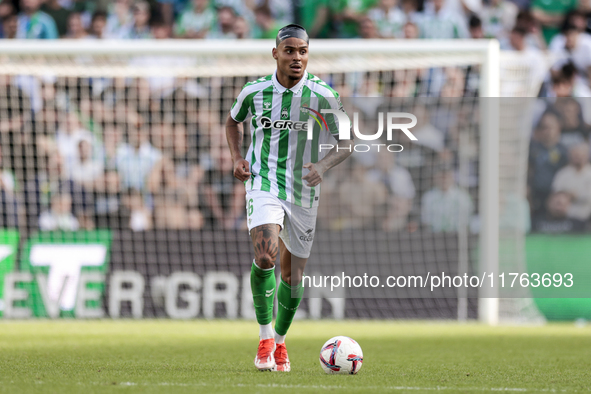 Natan Bernardo de Souza of Real Betis runs with the ball during the La Liga EA Sport match between Real Betis and RC Celta de Vigo at Benito...