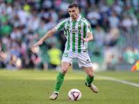 Romain Perraud of Real Betis passes the ball during the La Liga EA Sport match between Real Betis and RC Celta de Vigo at Benito Villamarin...