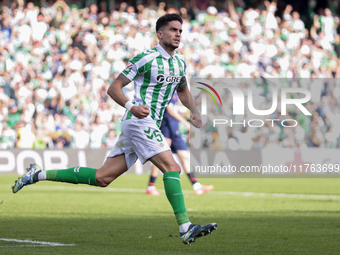 Marc Bartra of Real Betis celebrates a goal during the La Liga EA Sport match between Real Betis and RC Celta de Vigo at Benito Villamarin i...