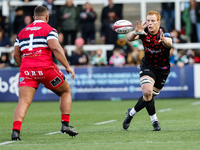 Philip van der Walt of Newcastle Falcons takes a pass during the Premiership Cup Pool A match between Newcastle Falcons and Doncaster Knight...