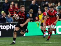 Freddie Lockwood of Newcastle Falcons coasts to shore during the Premiership Cup Pool A match between Newcastle Falcons and Doncaster Knight...