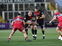 Kiran McDonald of Newcastle Falcons charges during the Premiership Cup Pool A match between Newcastle Falcons and Doncaster Knights at Kings...