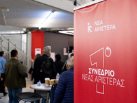 The first congress of the Nea Aristera (New Left) party takes place in Athens, Greece, on November 10, 2024. (