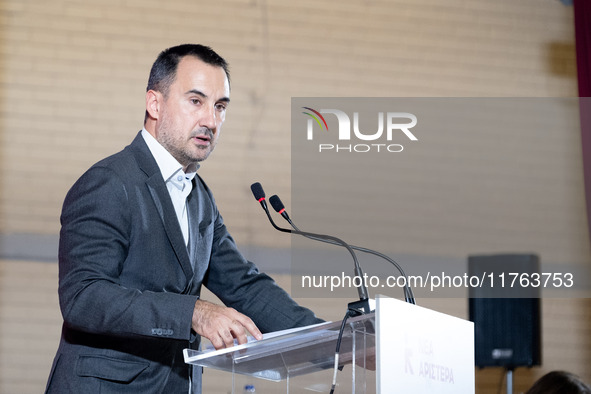 The President of the New Left (Nea Aristera), Alexis Charitsis, speaks during the first congress of the Nea Aristera (New Left) party in Ath...