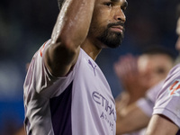 Yangel Herrera of Girona FC (C) celebrates his goal during the La Liga EA Sports 2024/25 football match between Getafe CF and Girona FC at E...