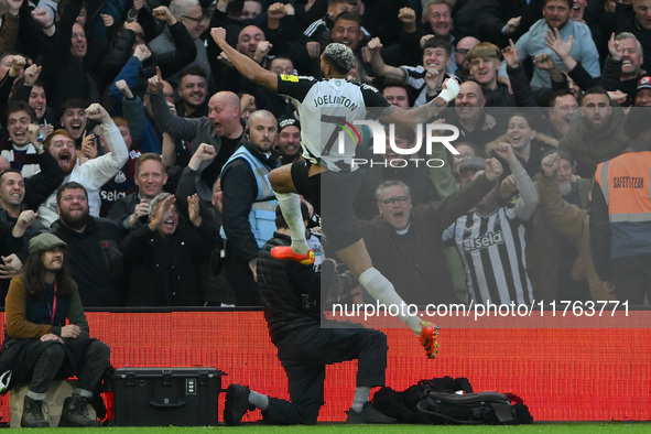 Joelinton of Newcastle United celebrates after scoring a goal to make it 1-2 during the Premier League match between Nottingham Forest and N...