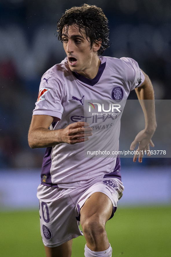 Bryan Gil of Girona FC is seen in action during the La Liga EA Sports 2024/25 football match between Getafe CF and Girona FC at Estadio Coli...