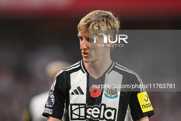 Anthony Gordon of Newcastle United participates in the Premier League match between Nottingham Forest and Newcastle United at the City Groun...