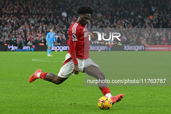 Ola Aina of Nottingham Forest is in action during the Premier League match between Nottingham Forest and Newcastle United at the City Ground...