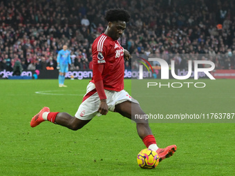 Ola Aina of Nottingham Forest is in action during the Premier League match between Nottingham Forest and Newcastle United at the City Ground...