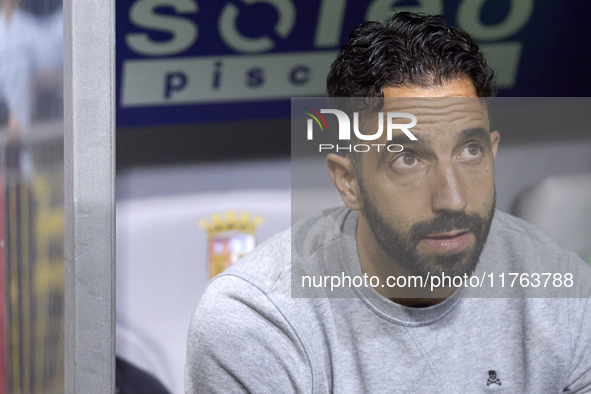 Ruben Amorim, Head Coach of Sporting CP, looks on prior to the Liga Portugal Betclic match between SC Braga and Sporting CP at Estadio Munic...