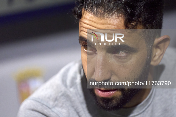 Ruben Amorim, Head Coach of Sporting CP, looks on prior to the Liga Portugal Betclic match between SC Braga and Sporting CP at Estadio Munic...