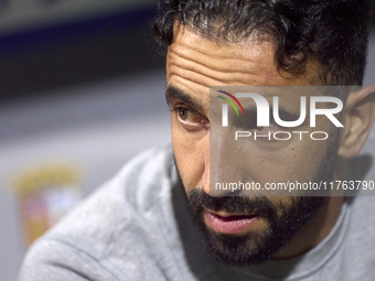 Ruben Amorim, Head Coach of Sporting CP, looks on prior to the Liga Portugal Betclic match between SC Braga and Sporting CP at Estadio Munic...