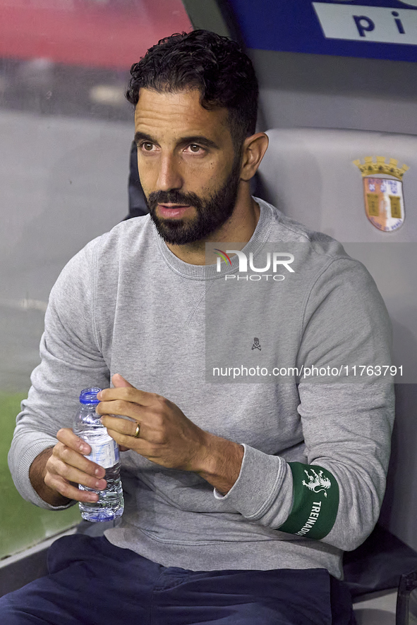 Ruben Amorim, Head Coach of Sporting CP, looks on prior to the Liga Portugal Betclic match between SC Braga and Sporting CP at Estadio Munic...