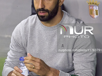 Ruben Amorim, Head Coach of Sporting CP, looks on prior to the Liga Portugal Betclic match between SC Braga and Sporting CP at Estadio Munic...