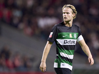 Morten Hjulmand of Sporting CP looks on during the Liga Portugal Betclic match between SC Braga and Sporting CP at Estadio Municipal de Brag...