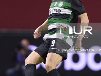 Viktor Gyokeres of Sporting CP is in action during the Liga Portugal Betclic match between SC Braga and Sporting CP at Estadio Municipal de...