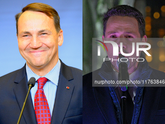 Minister of Foreign Affairs Radoslaw Sikorski (l) is seen in Warsaw, Poland on 23 October, 2024 and Warsaw mayor Rafal Trzaskowski (r) is se...