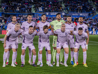 Players of Girona FC pose for the official photo during the La Liga EA Sports 2024/25 football match between Getafe CF and Girona FC at Esta...