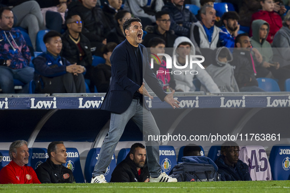 Miguel Angel Sanchez (Michel), head coach of Girona FC, is seen during the La Liga EA Sports 2024/25 football match between Getafe CF and Gi...