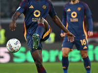 Evan Ndicka of A.S. Roma is in action during the 12th day of the Serie A Championship between A.S. Roma and Bologna F.C. at the Olympic Stad...