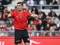 Referee Gianluca Manganiello is in action during the 12th day of the Serie A Championship between A.S. Roma and Bologna F.C. at the Olympic...