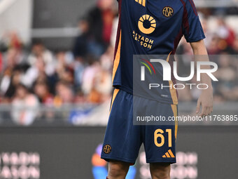 Niccolo Pisilli of A.S. Roma participates in the 12th day of the Serie A Championship between A.S. Roma and Bologna F.C. at the Olympic Stad...