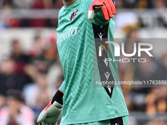 Lukasz Skorupski of Bologna F.C. participates in the 12th day of the Serie A Championship between A.S. Roma and Bologna F.C. at the Olympic...