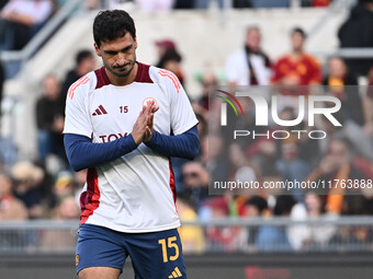 Mats Hummels of A.S. Roma participates in the 12th day of the Serie A Championship between A.S. Roma and Bologna F.C. at the Olympic Stadium...