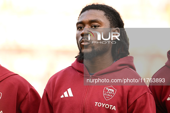 Manu Kone of A.S. Roma participates in the 12th day of the Serie A Championship between A.S. Roma and Bologna F.C. at the Olympic Stadium in...