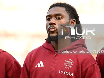 Manu Kone of A.S. Roma participates in the 12th day of the Serie A Championship between A.S. Roma and Bologna F.C. at the Olympic Stadium in...