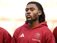 Manu Kone of A.S. Roma participates in the 12th day of the Serie A Championship between A.S. Roma and Bologna F.C. at the Olympic Stadium in...