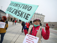 In Warsaw, Poland, on November 10, 2024, activists against the PiS party want to lay their wreath during the monthly celebrations of the Smo...